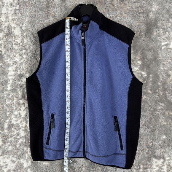 10,000 FT Above Sea Level Size L Fleece Full Zip Sleeveless 2 Tone Jacket Pocket - Picture 2 of 8